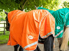 Load image into Gallery viewer, Swiss Equestrian 0g Detachable Neck Turnout Rug - Orange