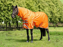 Load image into Gallery viewer, Swiss Equestrian 0g Detachable Neck Turnout Rug - Orange