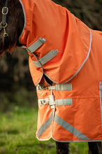 Load image into Gallery viewer, Swiss Equestrian 0g Detachable Neck Turnout Rug - Orange
