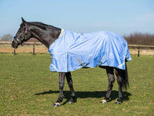 Load image into Gallery viewer, Swiss Equestrian 0g Detachable Neck Turnout Rug - Cornflower
