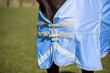 Load image into Gallery viewer, Swiss Equestrian 0g Detachable Neck Turnout Rug - Cornflower
