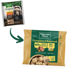 Load image into Gallery viewer, Natures Menu 60/40 Chicken &amp; Tripe &amp; Salmon Nuggets 1kg
