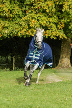 Load image into Gallery viewer, Swiss Equestrian 0g Detachable Neck Turnout Rug - Navy
