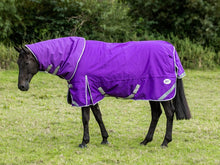 Load image into Gallery viewer, Swiss Equestrian 0g Detachable Neck Turnout Rug - Purple

