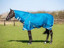 Load image into Gallery viewer, Swiss Equestrian 0g Detachable Neck Turnout Rug - Turquoise
